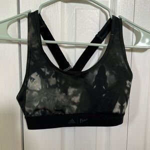 Adidas gray and black camo sports bra